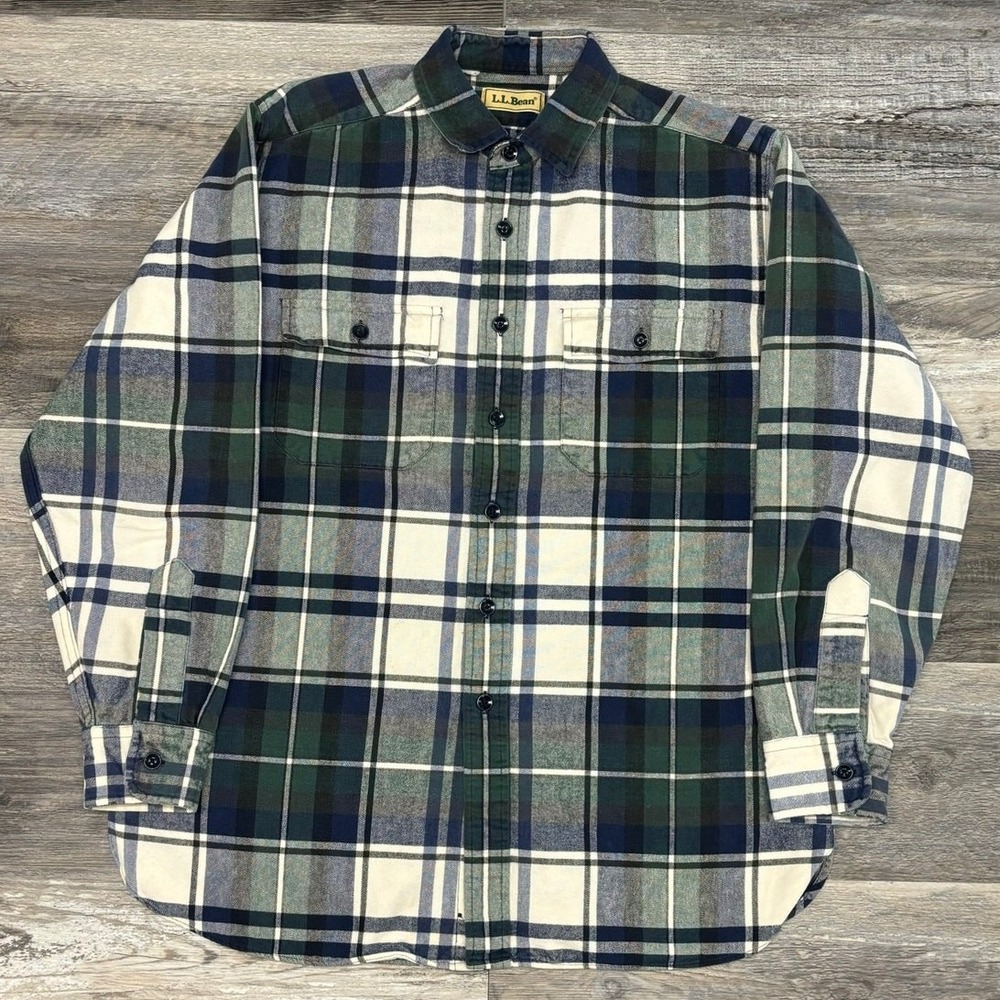 Vintage 80s 90s LL Bean Mens XL Tartan Plaid Flannel Long Sleeve Button Up Shirt